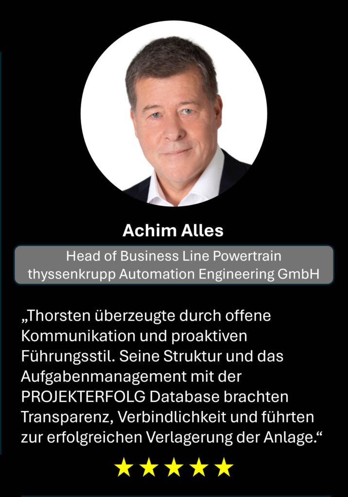 Testimonial of thyssenkrupp about AlignPRO® Projektfabrik.